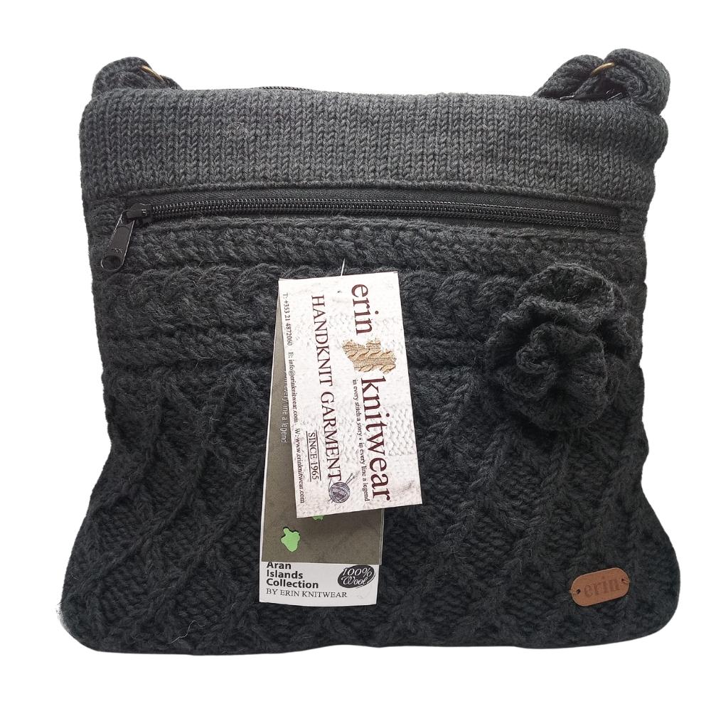 Aran Trellis Pattern Crossbody Bag Charcoal