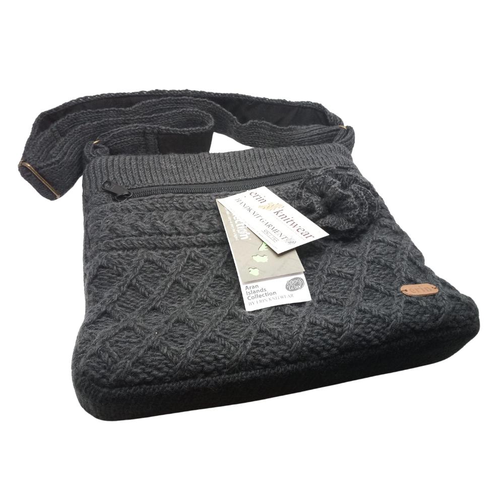 Aran Trellis Pattern Crossbody Bag Charcoal