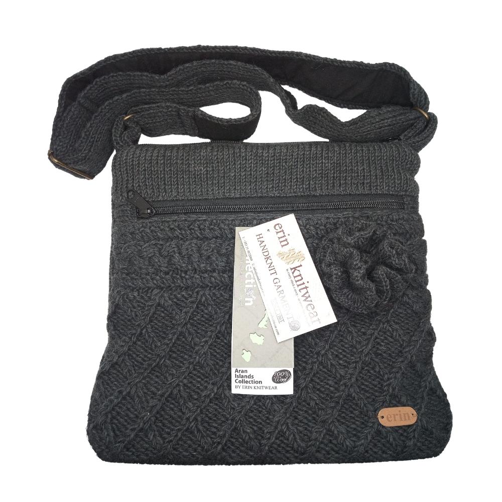 Aran Trellis Pattern Crossbody Bag Charcoal