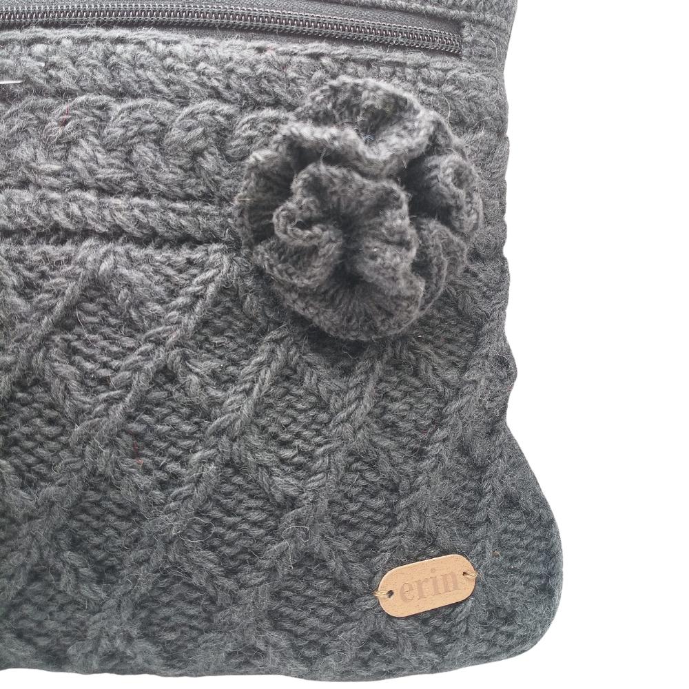 Aran Trellis Pattern Crossbody Bag Charcoal