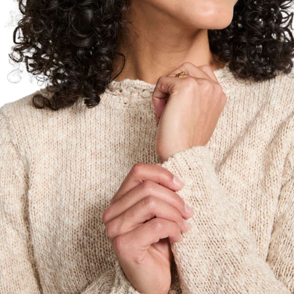 Arawn Cotton/Linen Aran Lace Sweater - Warm Oat