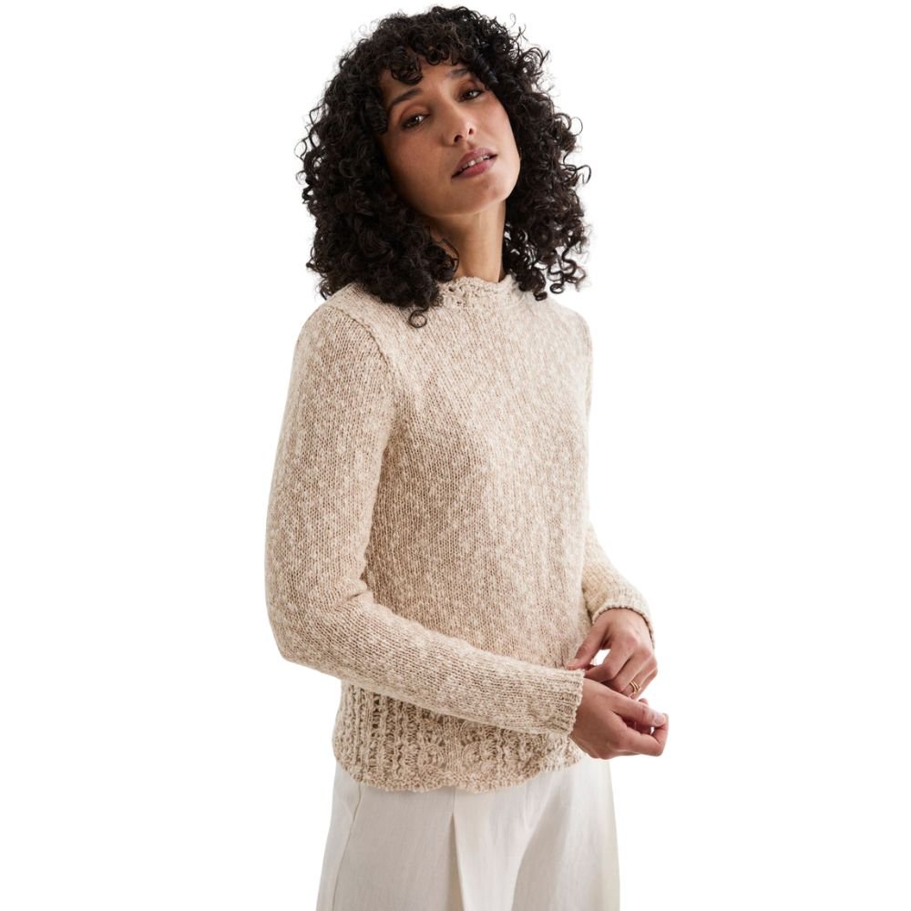 Arawn Cotton/Linen Aran Lace Sweater - Warm Oat