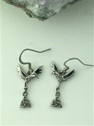 Articulated Trinity Knot Hummingbird Earrings - The Celtic Gift Store - 