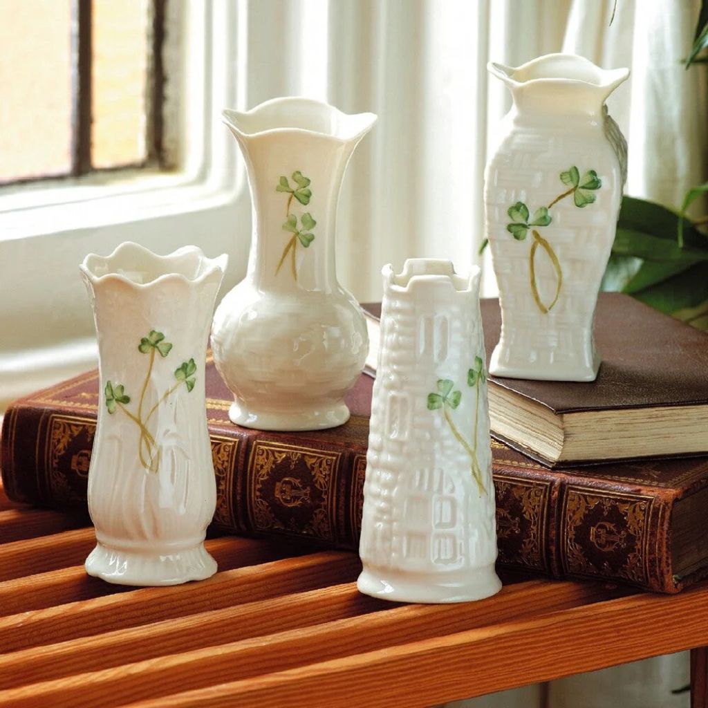 Belleek Classic Shamrock Mini Vase Set of Four
