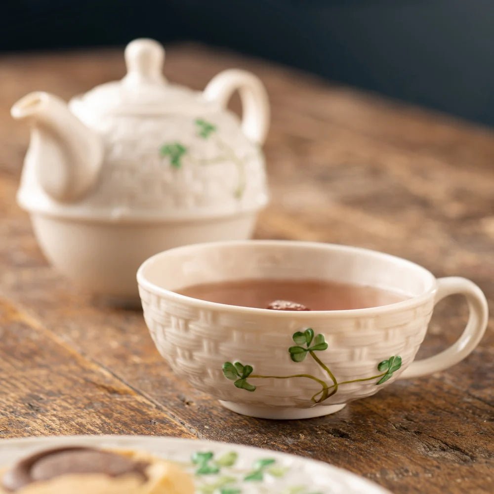 Belleek Shamrock Tea for One Tea Pot and Cup - The Celtic Gift Store - Drinkware
