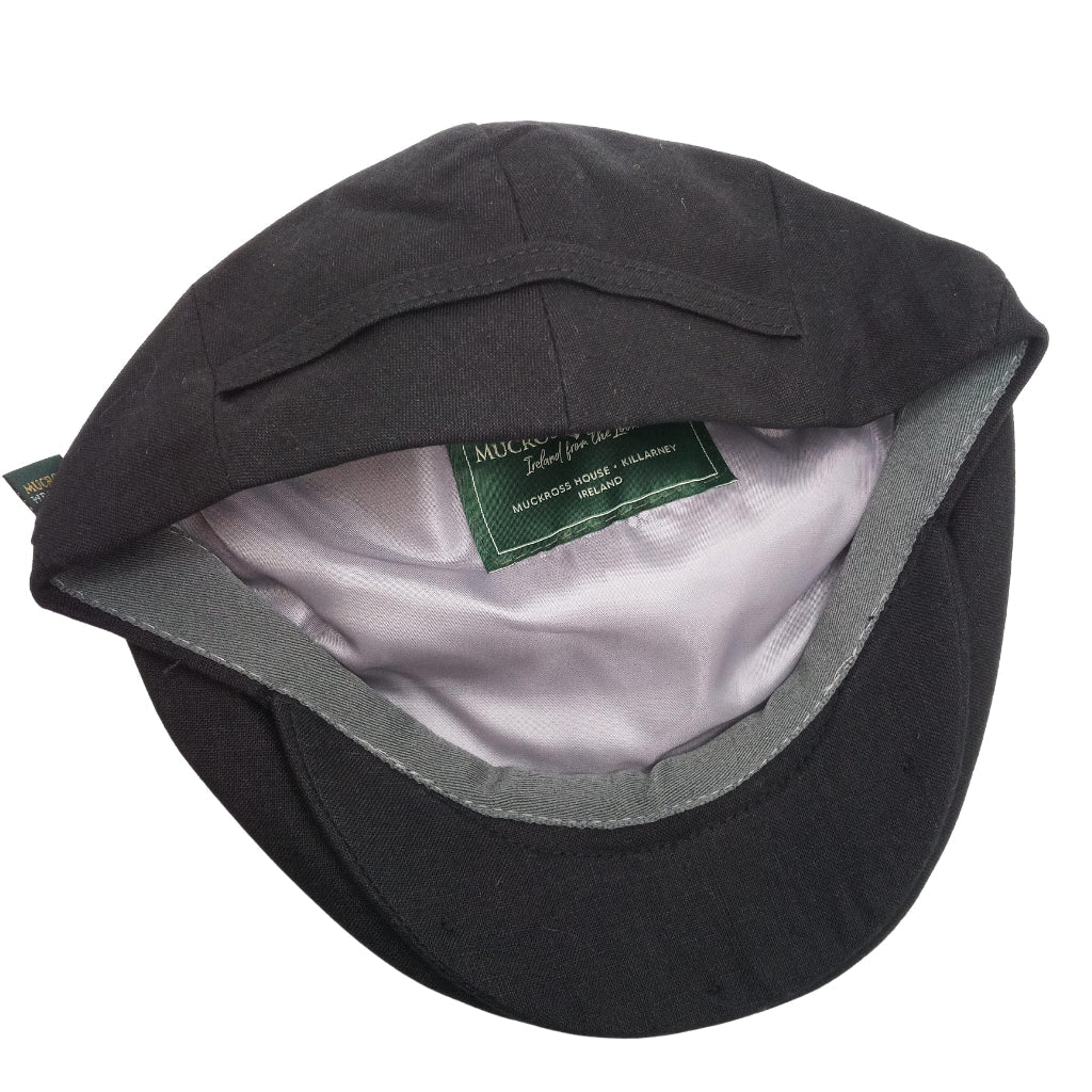 Black Mucros Weavers Linen Cap by Mucros Weavers - Hats