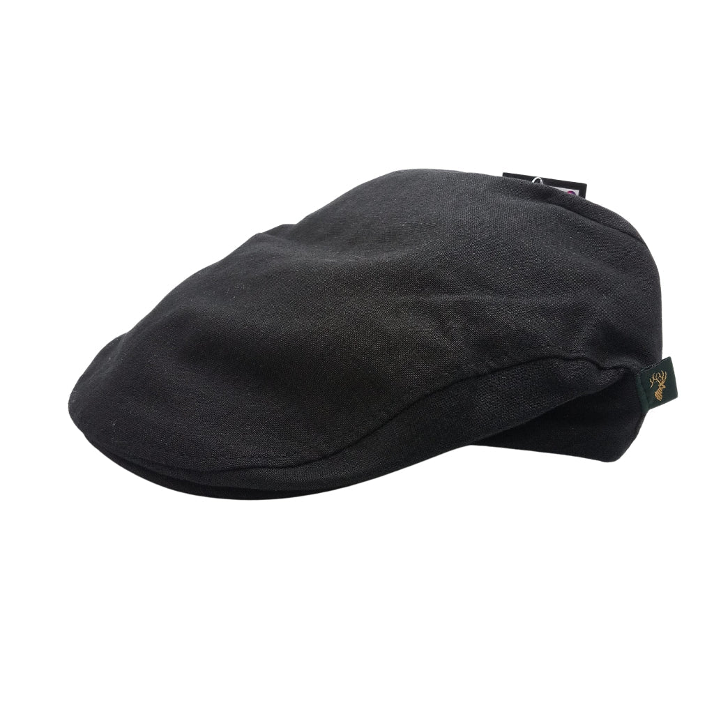 Black Mucros Weavers Linen Cap by Mucros Weavers - Hats