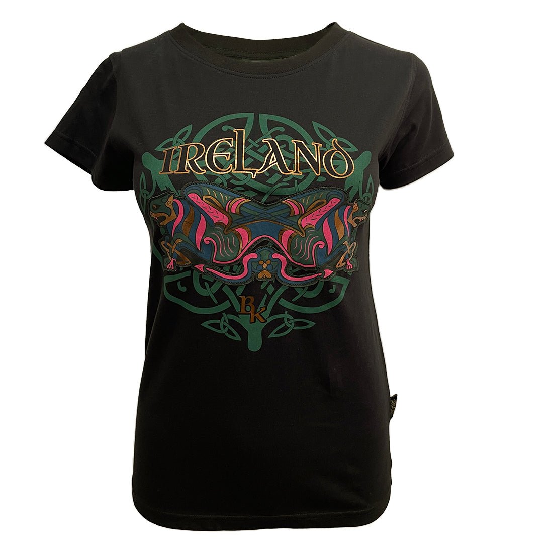 Book of Kells Black and Gold Foiled Ladies T-Shirt - The Celtic Gift Store - Clothing