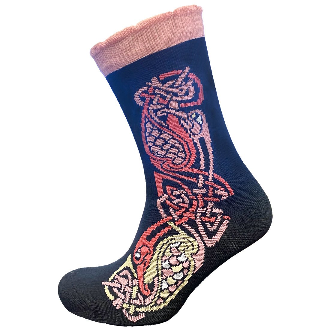 Book of Kells Black and Pink Celtic Knot Ladies Socks - The Celtic Gift Store - Apparel & Accessories