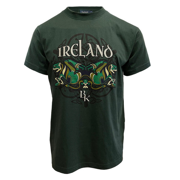 Book of Kells Green Appliqued Celtic Knot Ireland Men's T-Shirt - The Celtic Gift Store - Clothing