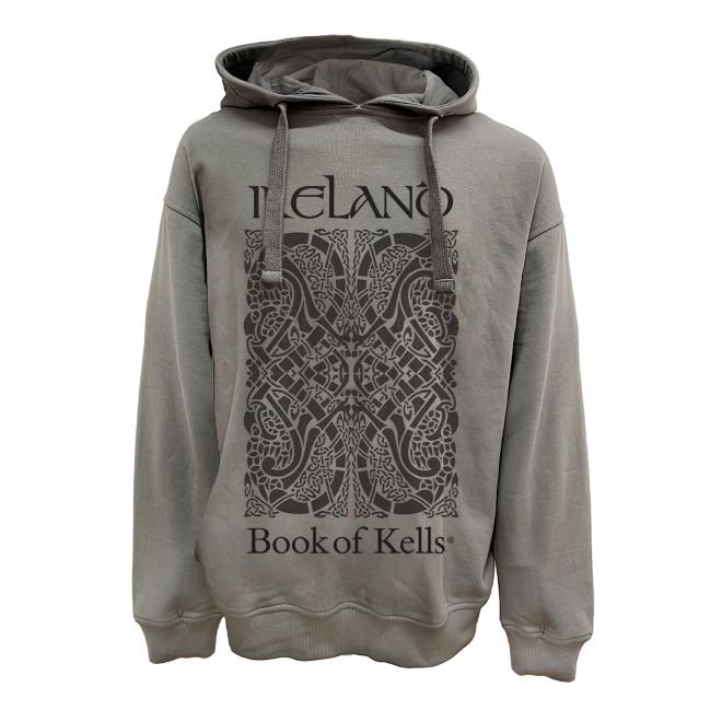 Book of Kells Grey Adult Celtic Knot Hoodie - The Celtic Gift Store - Clothing Accessories