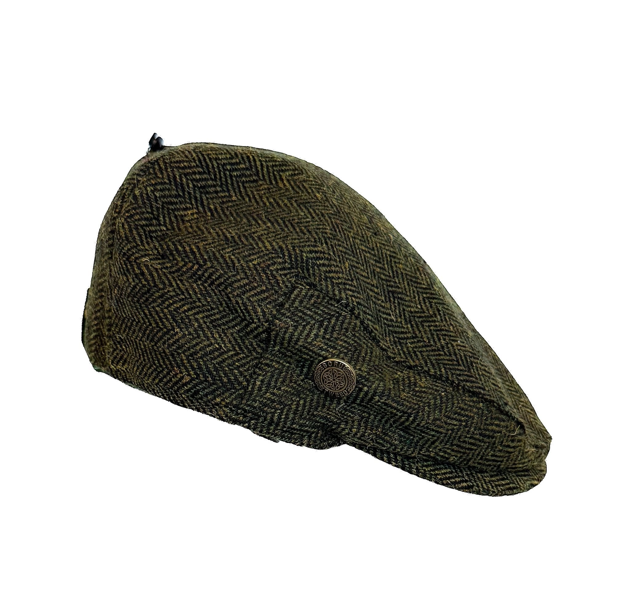 Boru Tweed Flat Cap - Green Herringbone - The Celtic Gift Store - Hats