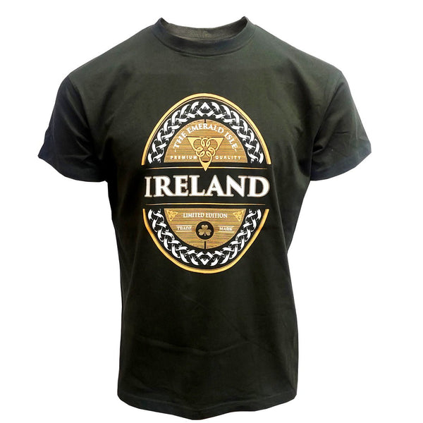 Bottle Green Ireland Label T-Shirt - The Celtic Gift Store - Shirts & Tops
