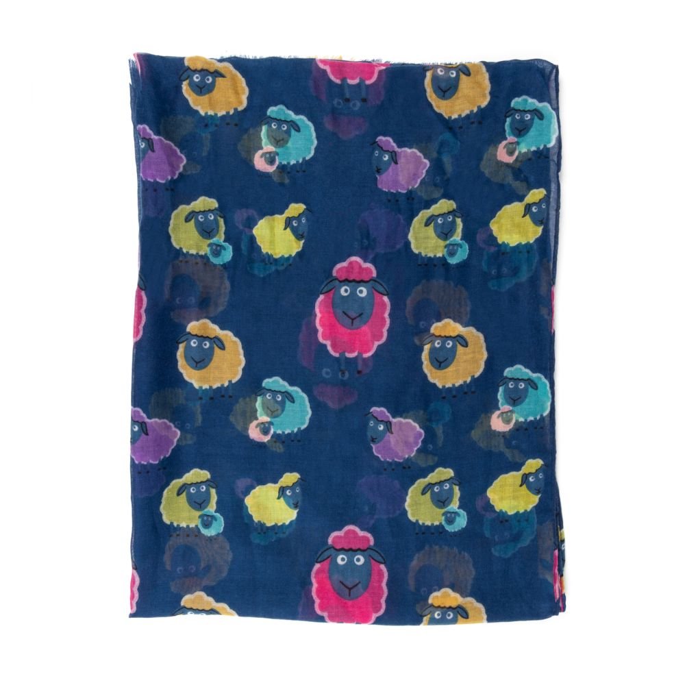 Bright Colour Sheep Scarf - Blue - The Celtic Gift Store - Scarves