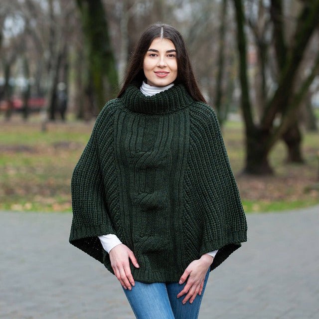 Cable Cowlneck Poncho - The Celtic Gift Store - 