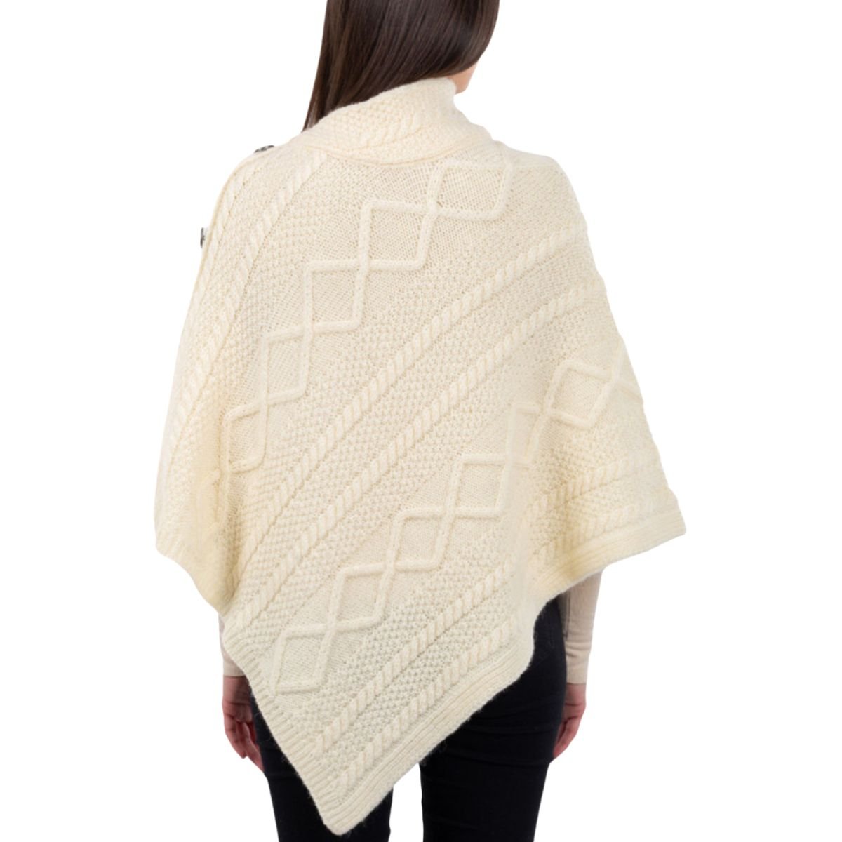 Cable Knit Cowl Neck Poncho