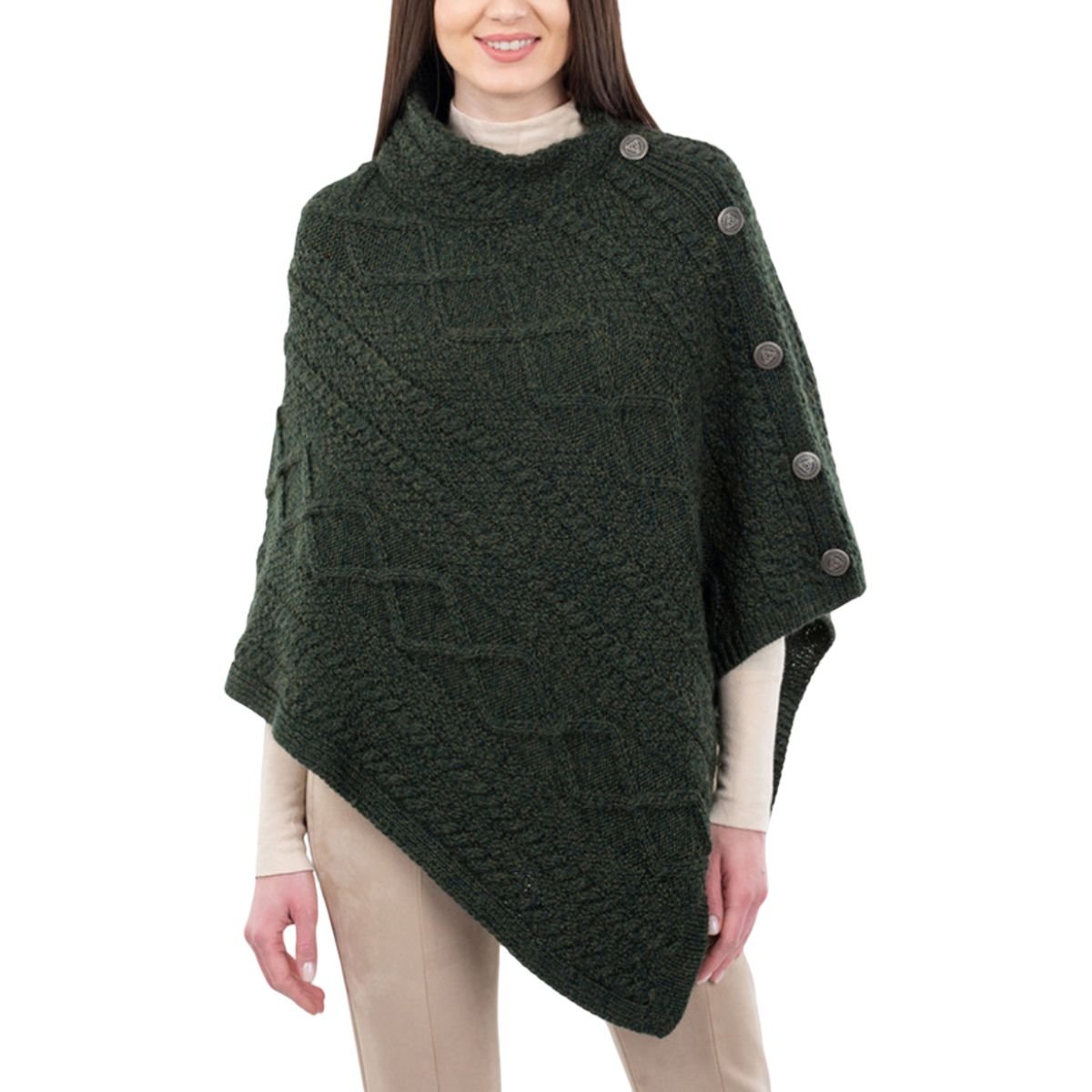Cable Knit Cowl Neck Poncho