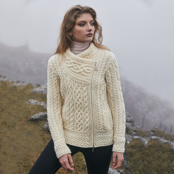 Cable Knit Side Zip Cardigan - The Celtic Gift Store - 