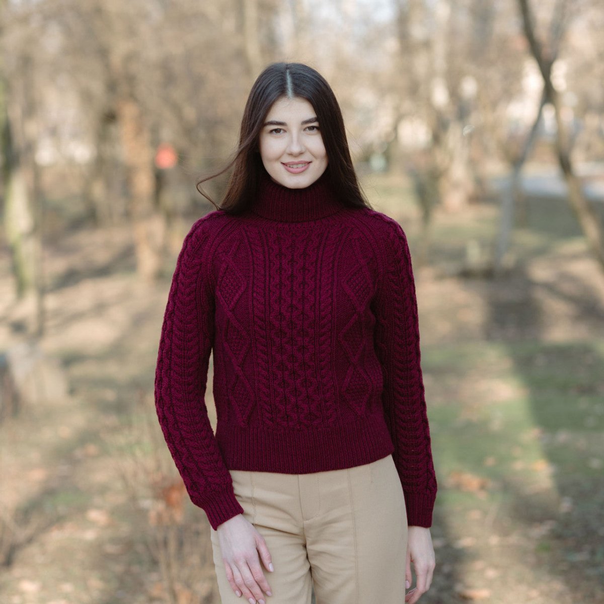 Cable Knit Turtle Neck Sweater - The Celtic Gift Store - 