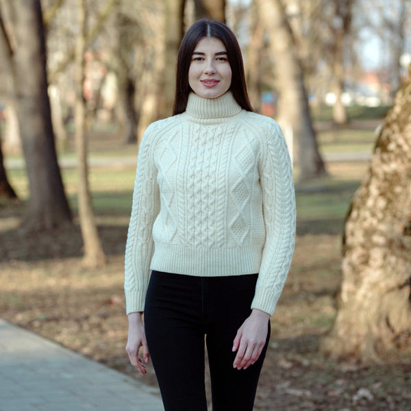 Cable Knit Turtle Neck Sweater - The Celtic Gift Store - 