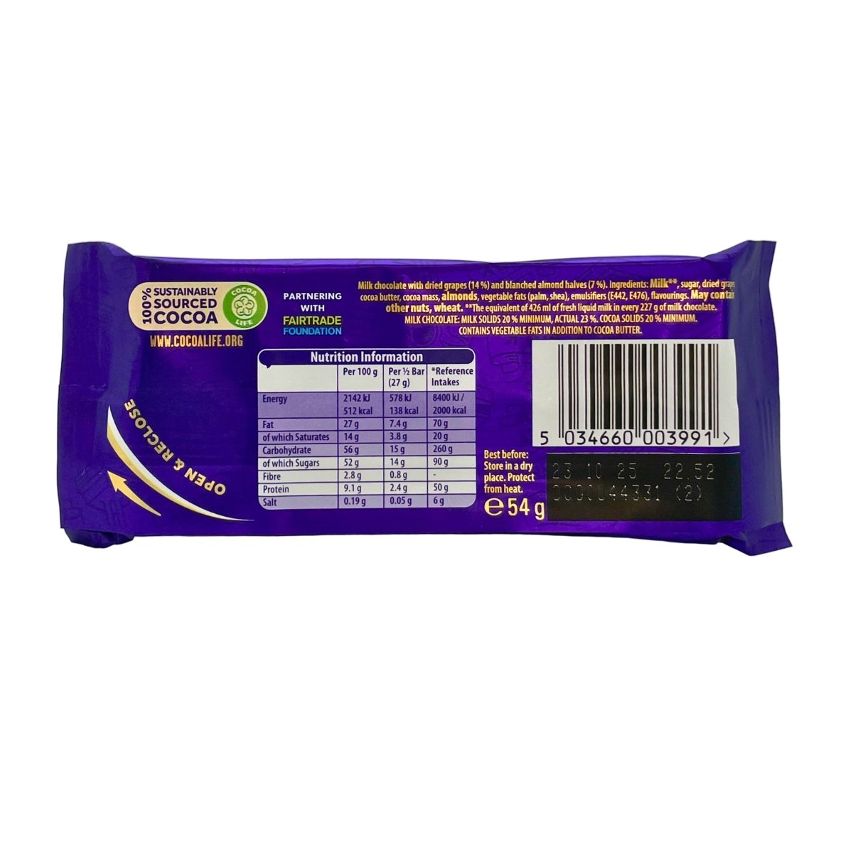 Cadbury Fruit and Nut - 54g - The Celtic Gift Store - Food