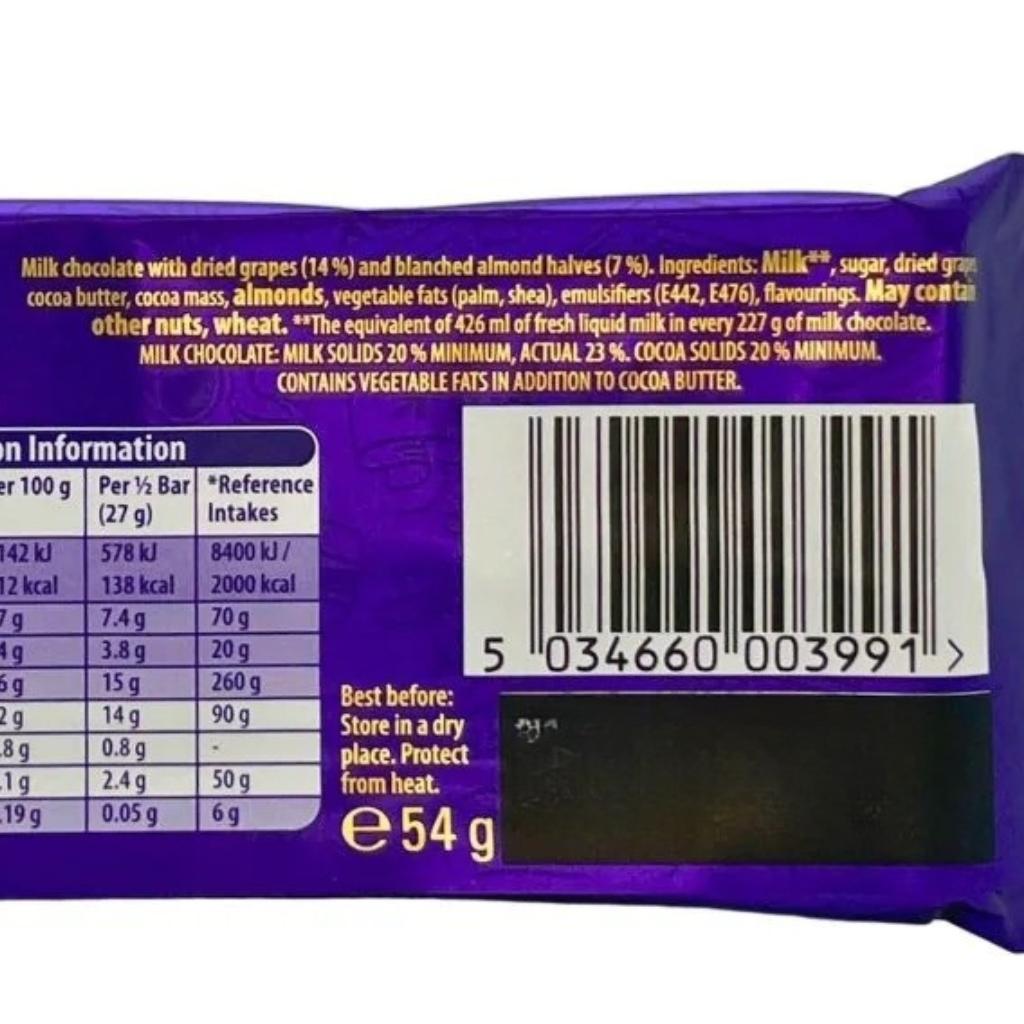 Cadbury Fruit and Nut- 54g