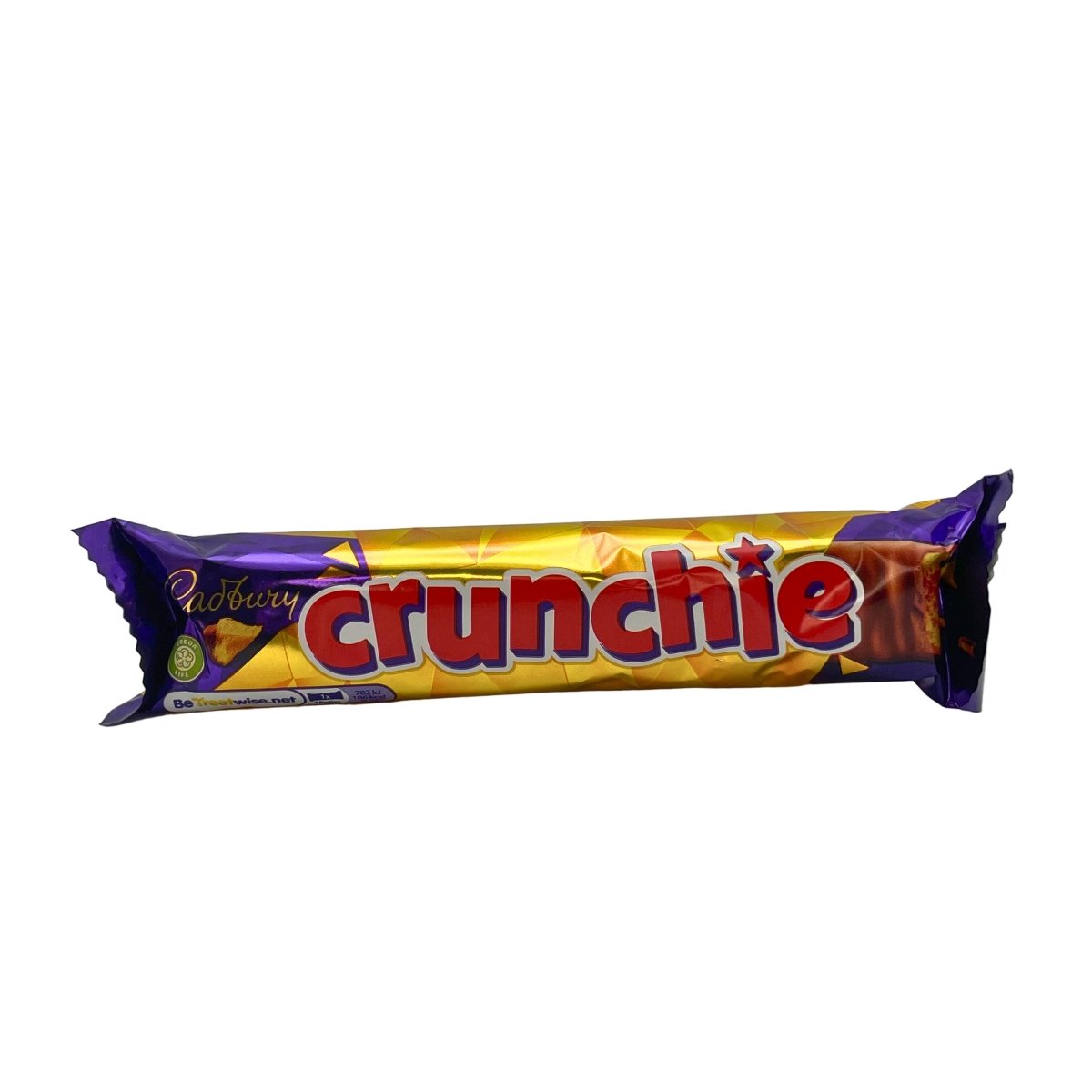Cadbury Crunchie chocolate bar packaging on a white background