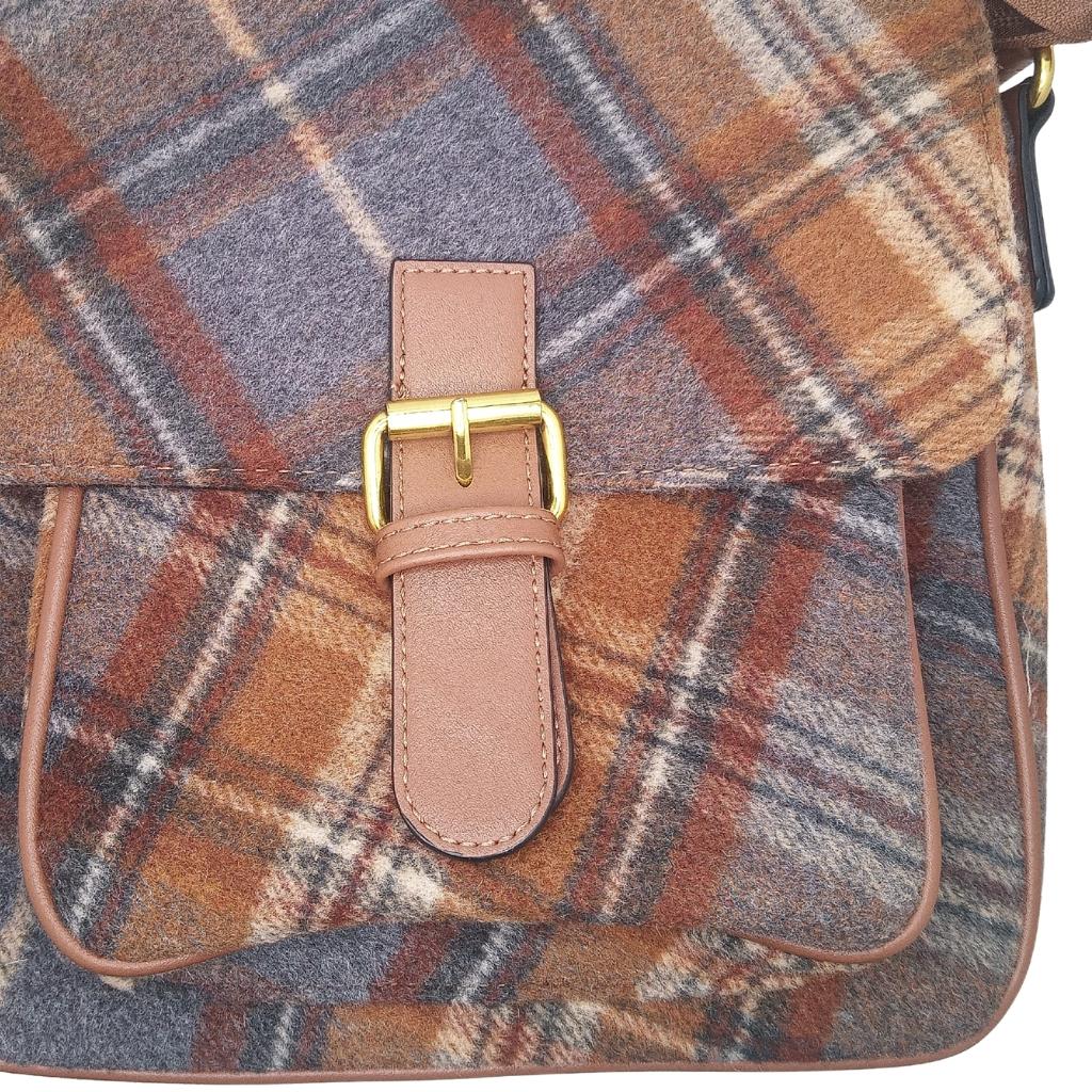 Camel Tweed Crossbody Bag