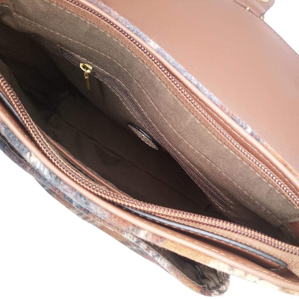 Camel Tweed Crossbody Bag