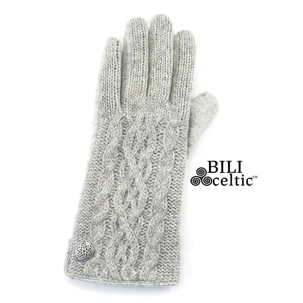 Celtic Cable Knit Gloves - Light Grey - The Celtic Gift Store - Clothing Accessories