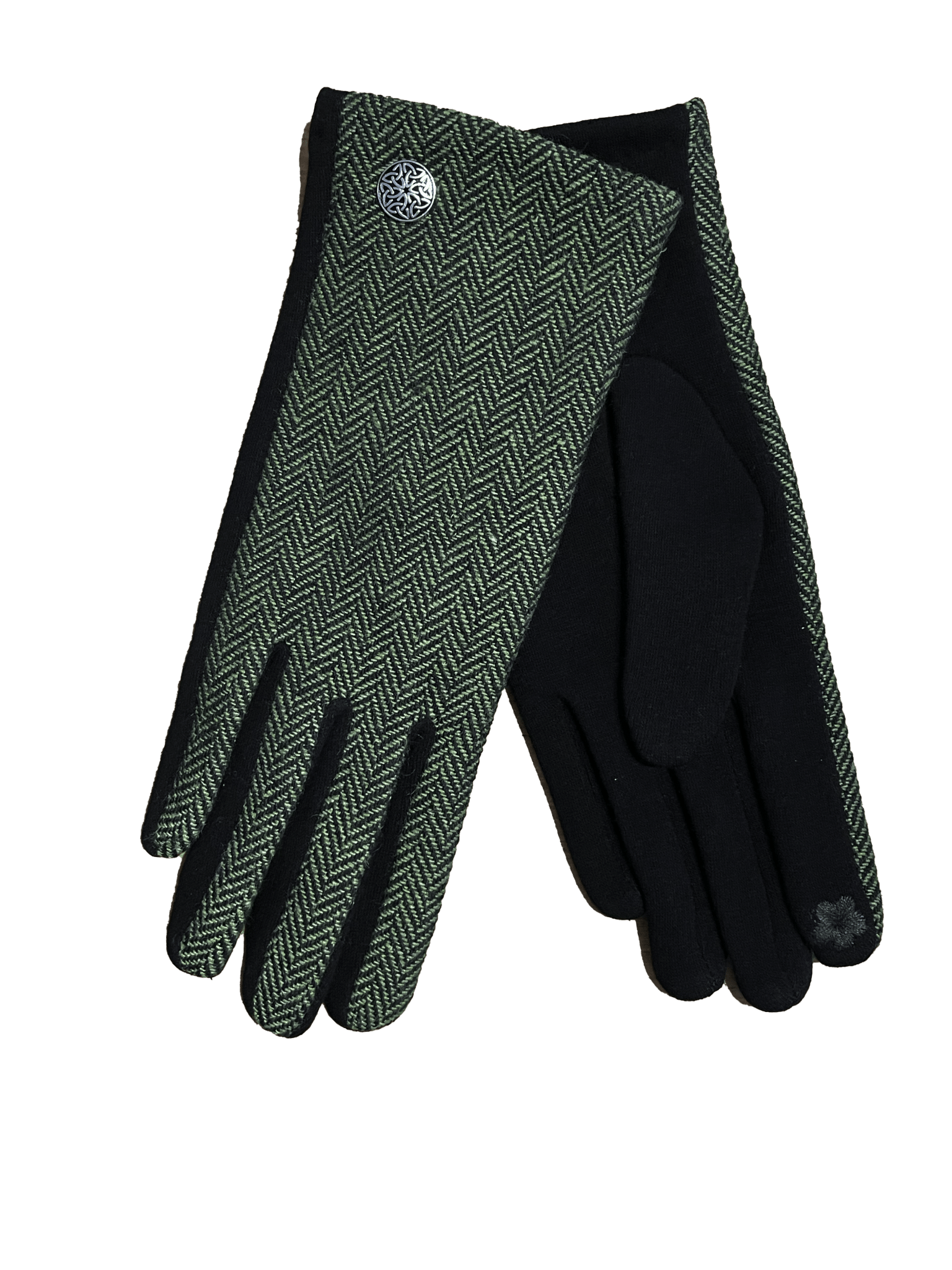 Celtic Green Herringbone Tweed Gloves - The Celtic Gift Store - Clothing Accessories