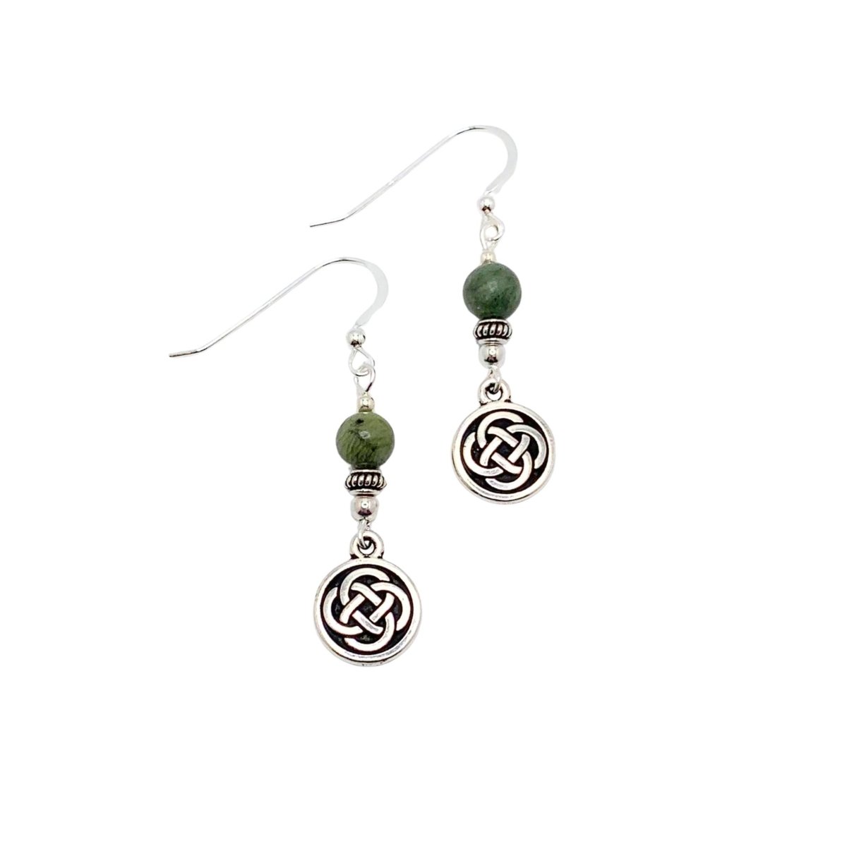 Celtic Knot Disc with Connemara Marble Earrings - The Celtic Gift Store - Jewelry