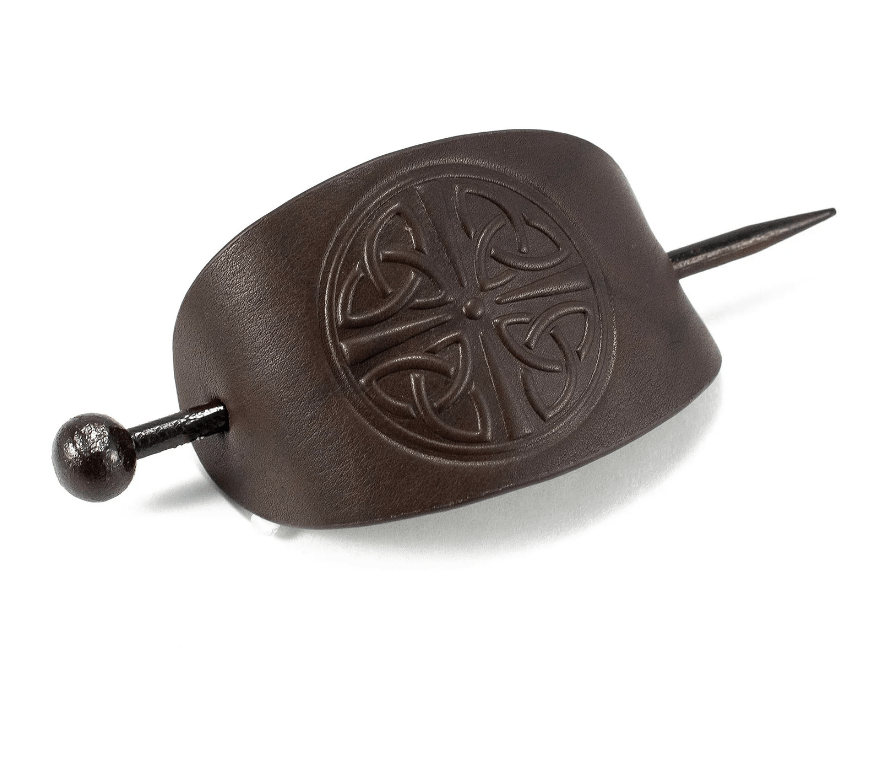 Celtic Knot Leather Hair Slide - Brown - The Celtic Gift Store - Hair Accessories