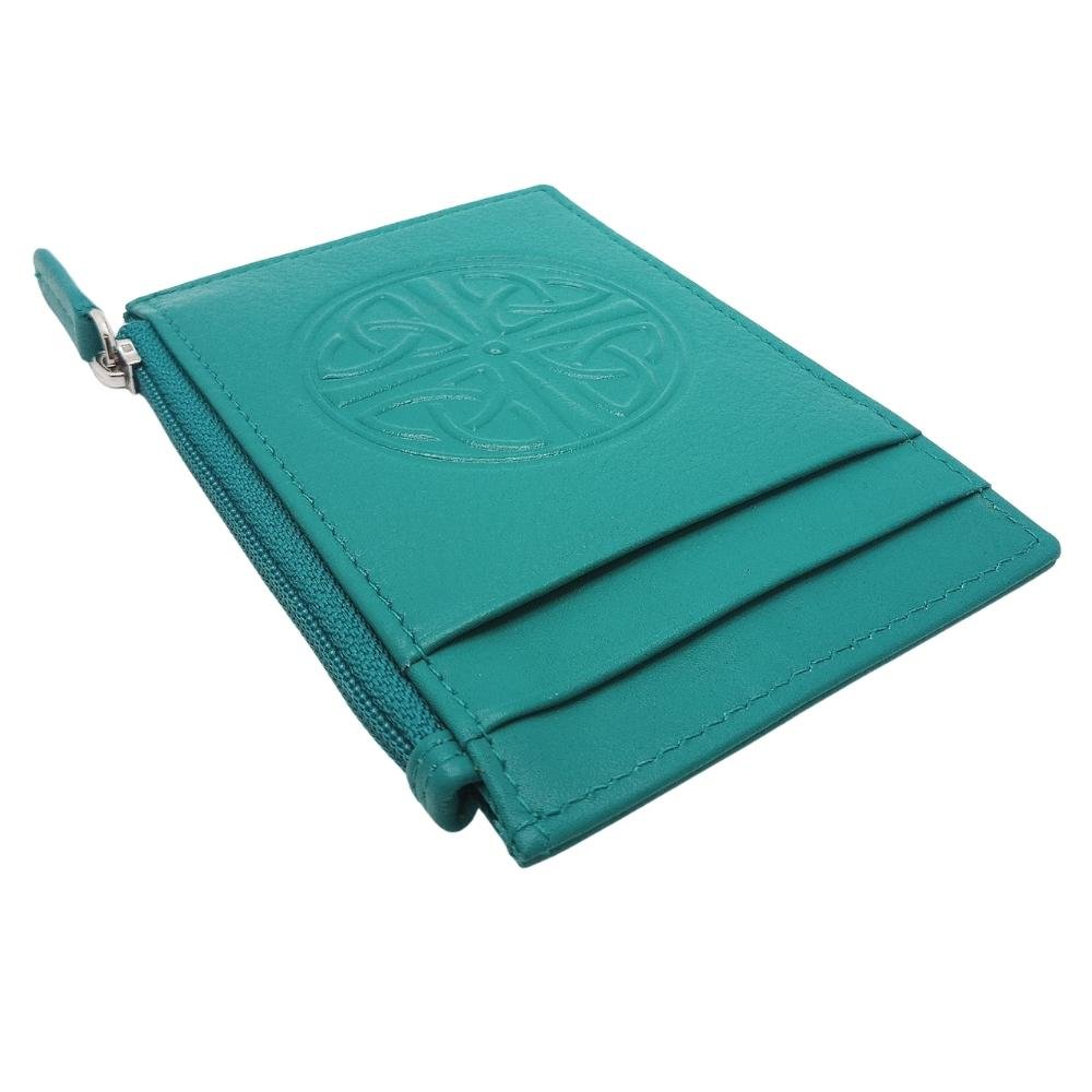 Celtic Knot Leather Wallet - Aqua