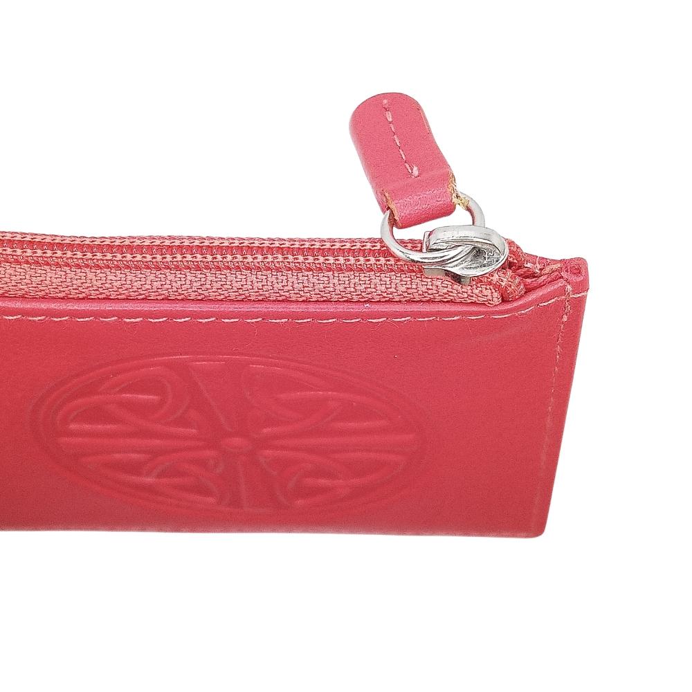 Celtic Knot Leather Wallet - Coral
