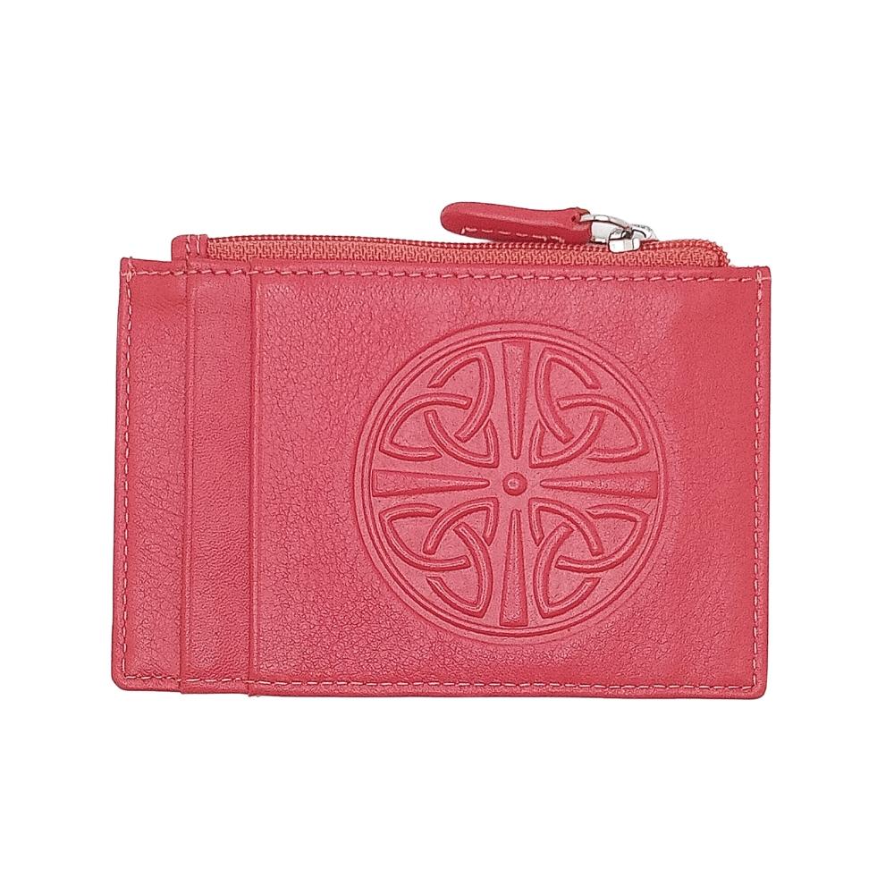 Celtic Knot Leather Wallet - Coral
