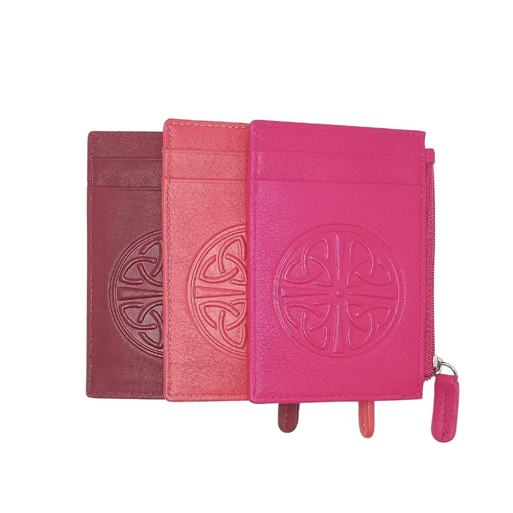 Celtic Knot Leather Wallet - Coral