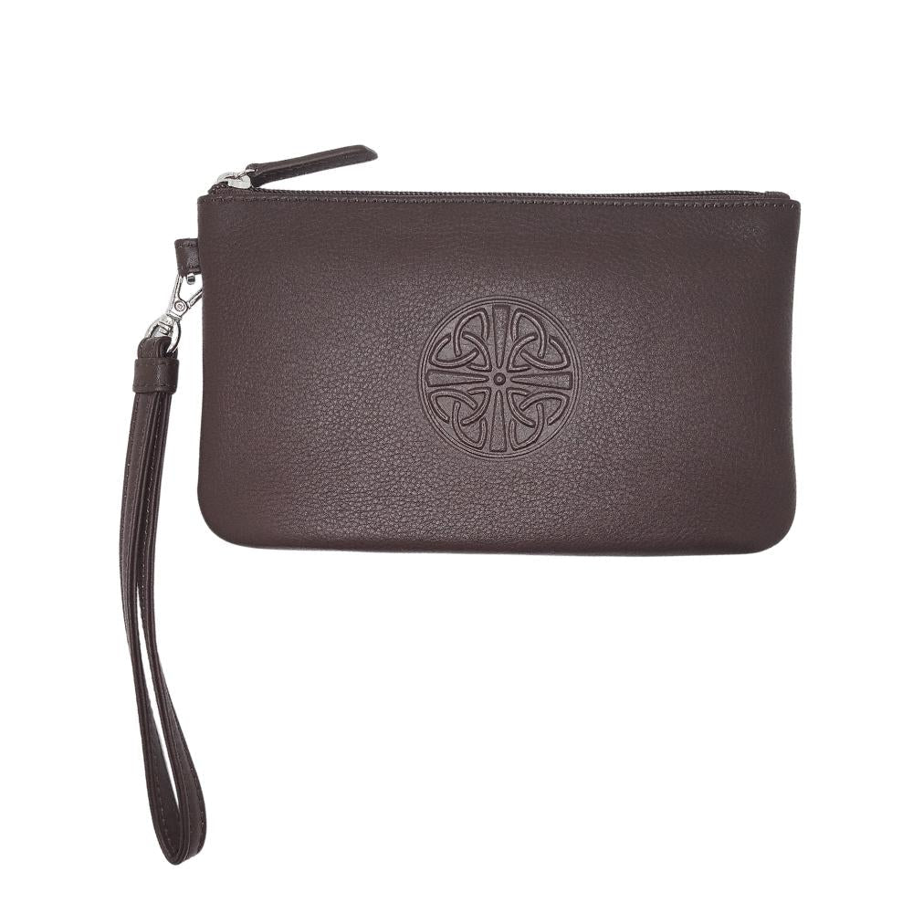 Celtic Knot Leather Wristlet- Brown