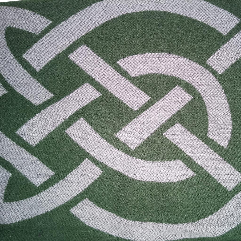 Celtic Knot Two-Toned Scarf - Dark Green and Grey by Celtic Ore - Scarves & Shawls