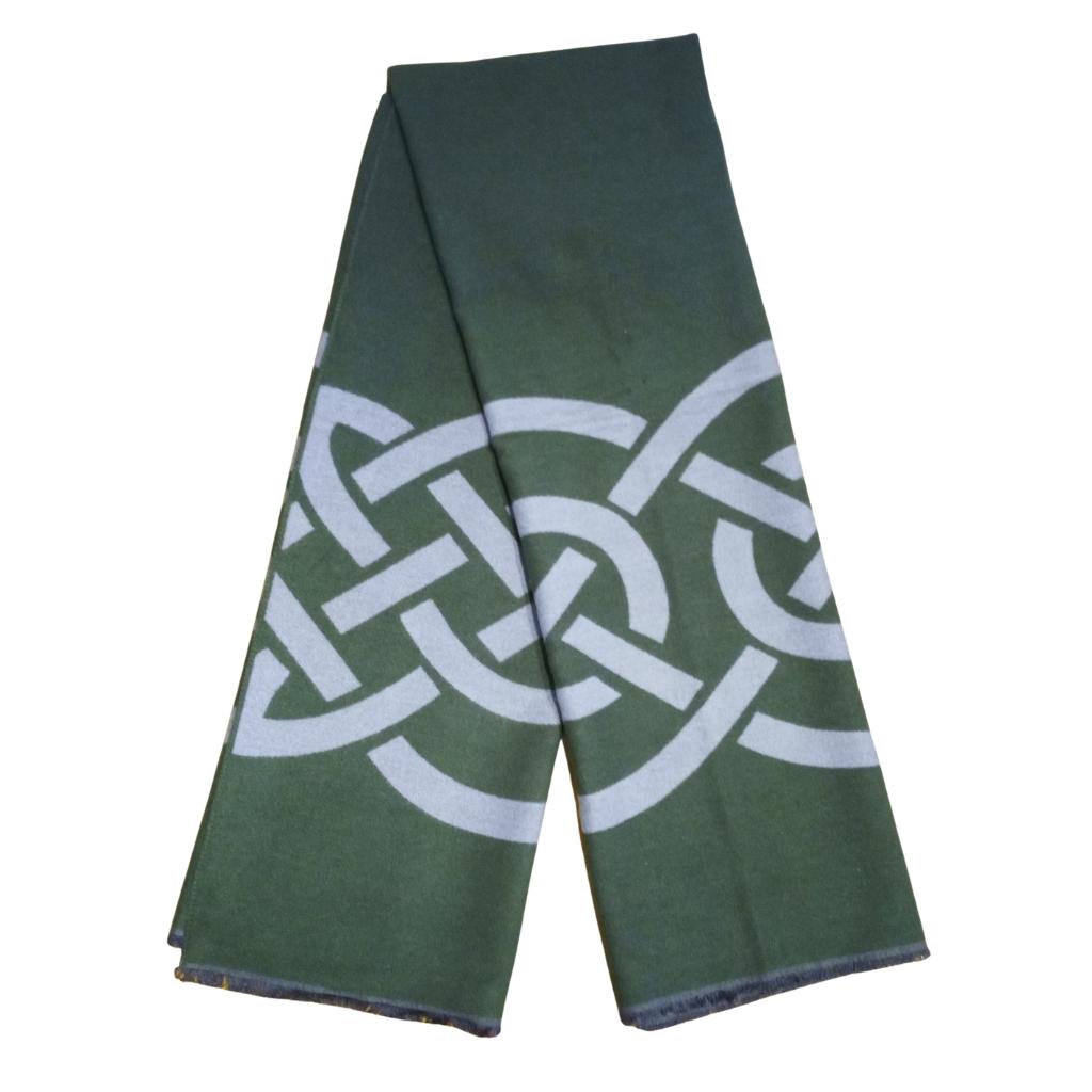 Celtic Knot Two-Toned Scarf - Dark Green and Grey by Celtic Ore - Scarves & Shawls