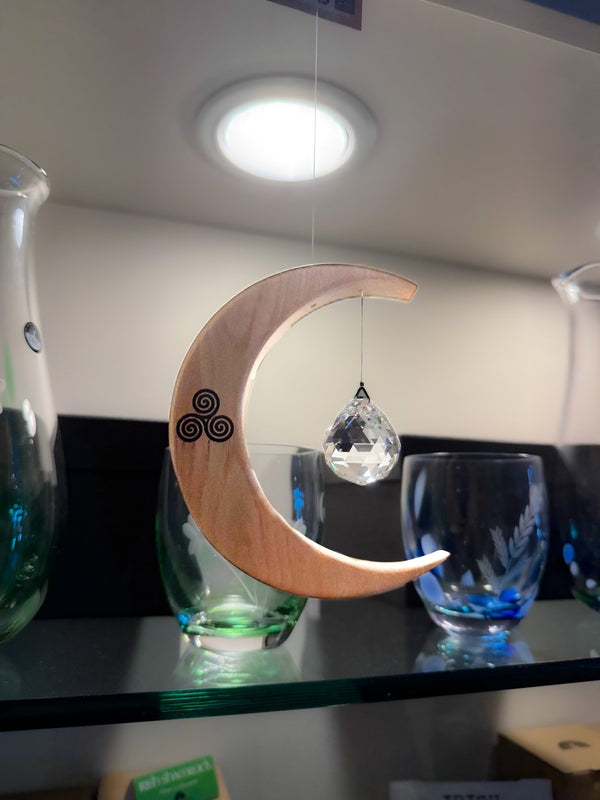 Celtic Moon Suncatcher - Crystal Sphere and Spiral (Medium) - The Celtic Gift Store - Decor