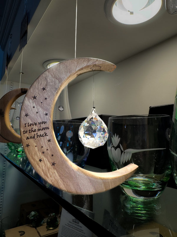 Celtic Moon Suncatcher - Crystal Sphere Moon and Back (Large) - The Celtic Gift Store - Decor
