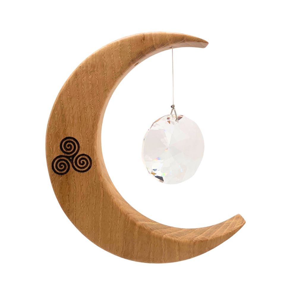 Celtic Moon Suncatcher - Crystal Sun and Spiral (Medium) - The Celtic Gift Store - Decor