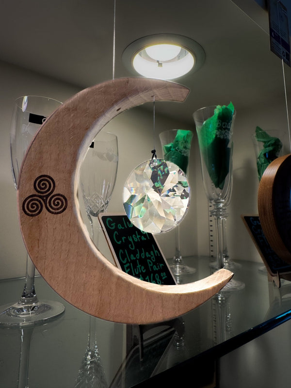 Celtic Moon Suncatcher - Crystal Sun and Spiral (Medium) - The Celtic Gift Store - Decor