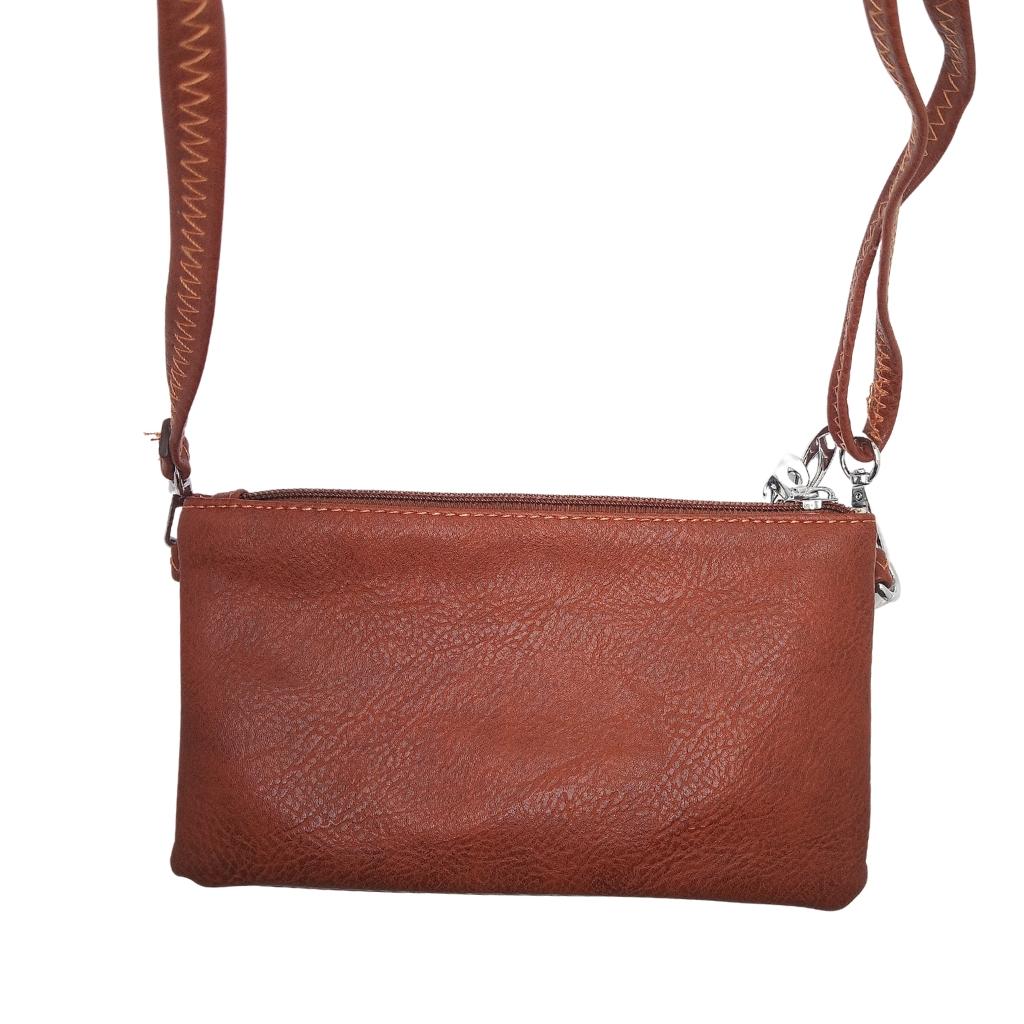 Celtic Tree of Life Tri Zip Pocket Bag - Camel