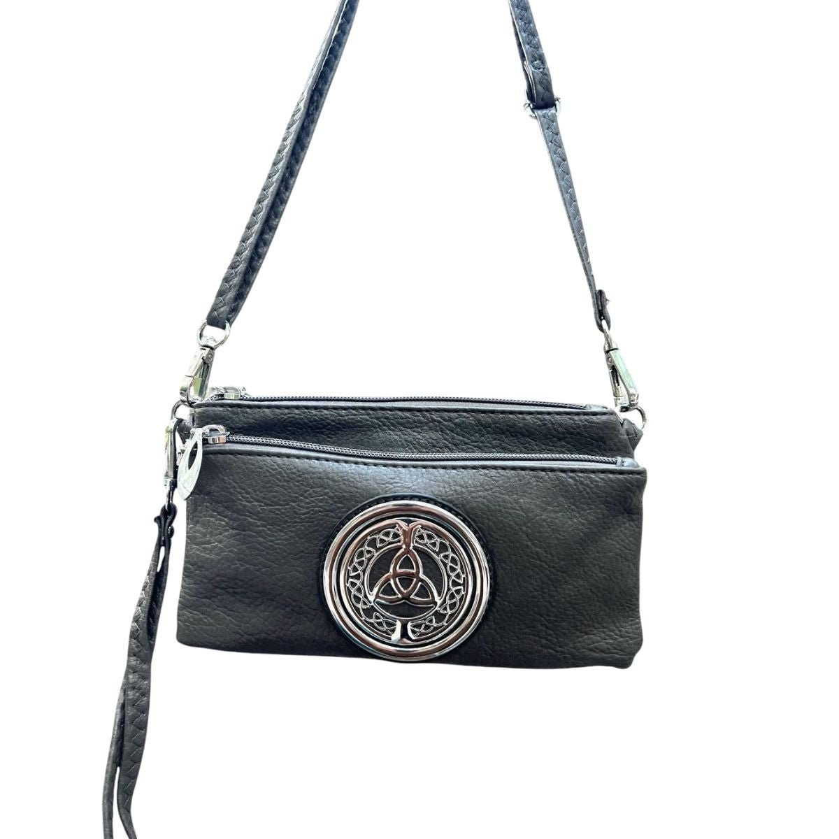 Celtic Tree of Life Tri Zip Pocket Bag - Dark Grey