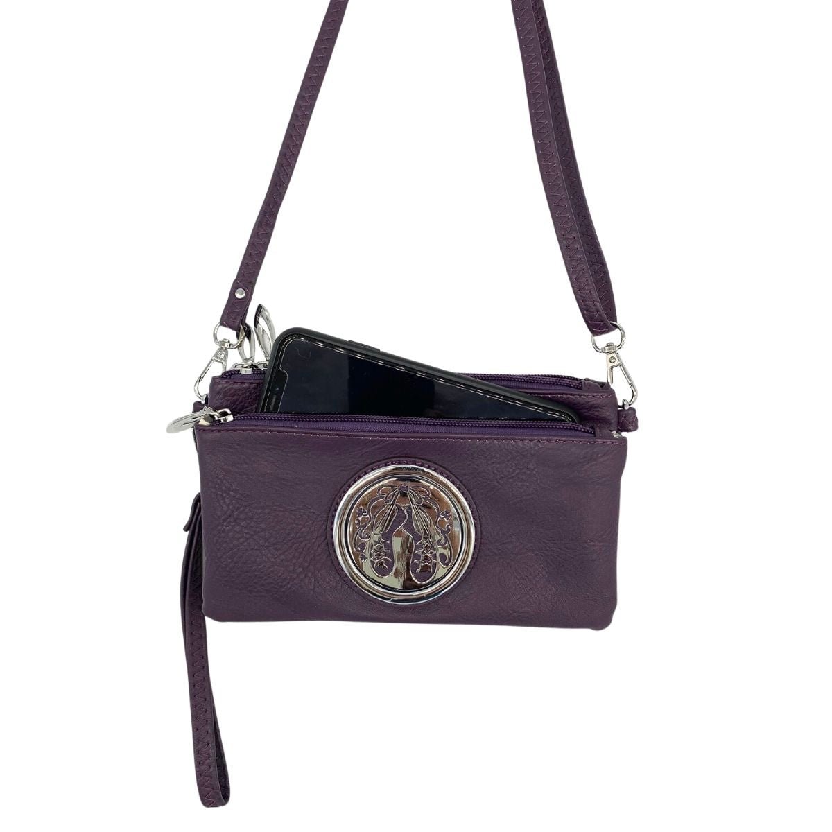 Celtic Tree of Life Tri Zip Pocket Bag - Dark Grey