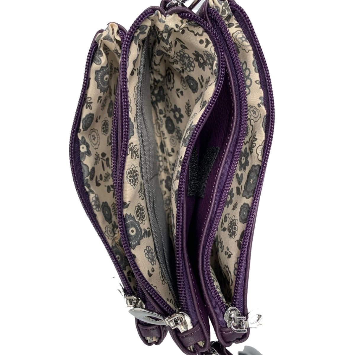 Celtic Tree of Life Tri Zip Pocket Bag - Dark Grey