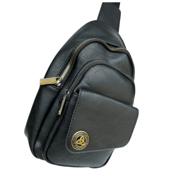 Celtic Trinity Corner Flap Sling Bag - Black - The Celtic Gift Store - Handbags