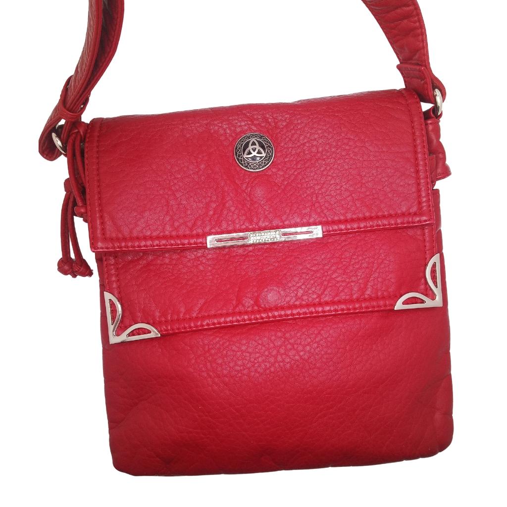 Celtic Trinity Knot Double Flap Crossbody Bag - Red